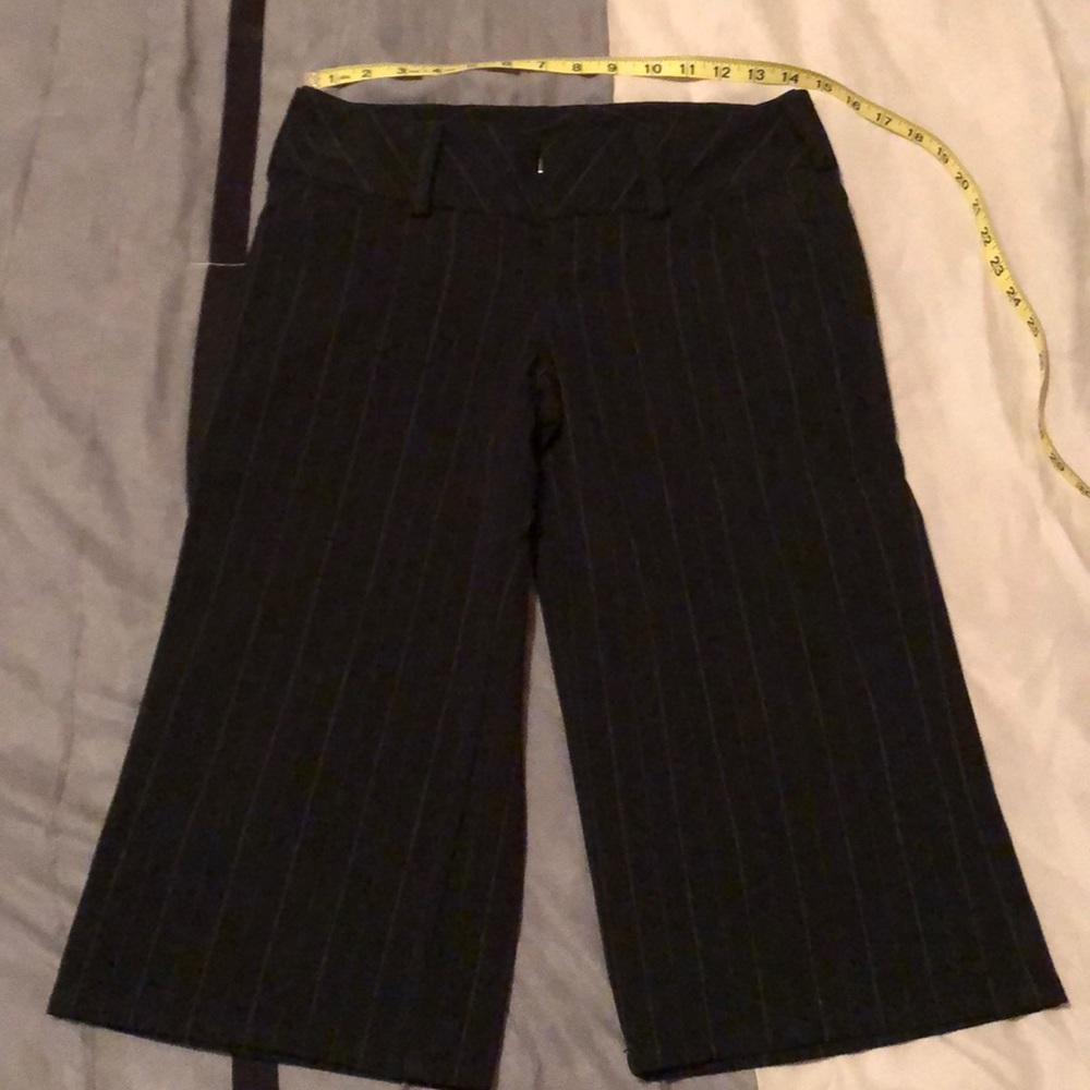 Black and white pinstripes Capri slacks